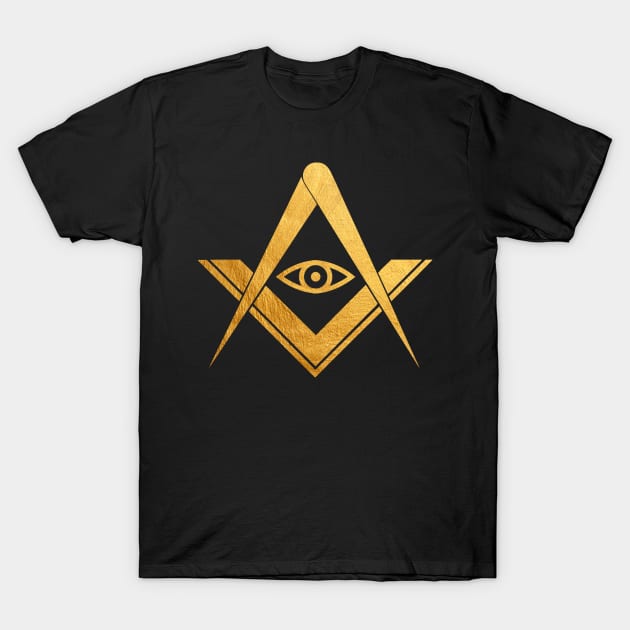 Freemasonic Gold All seeing eye Symbol T-Shirt by ppandadesign